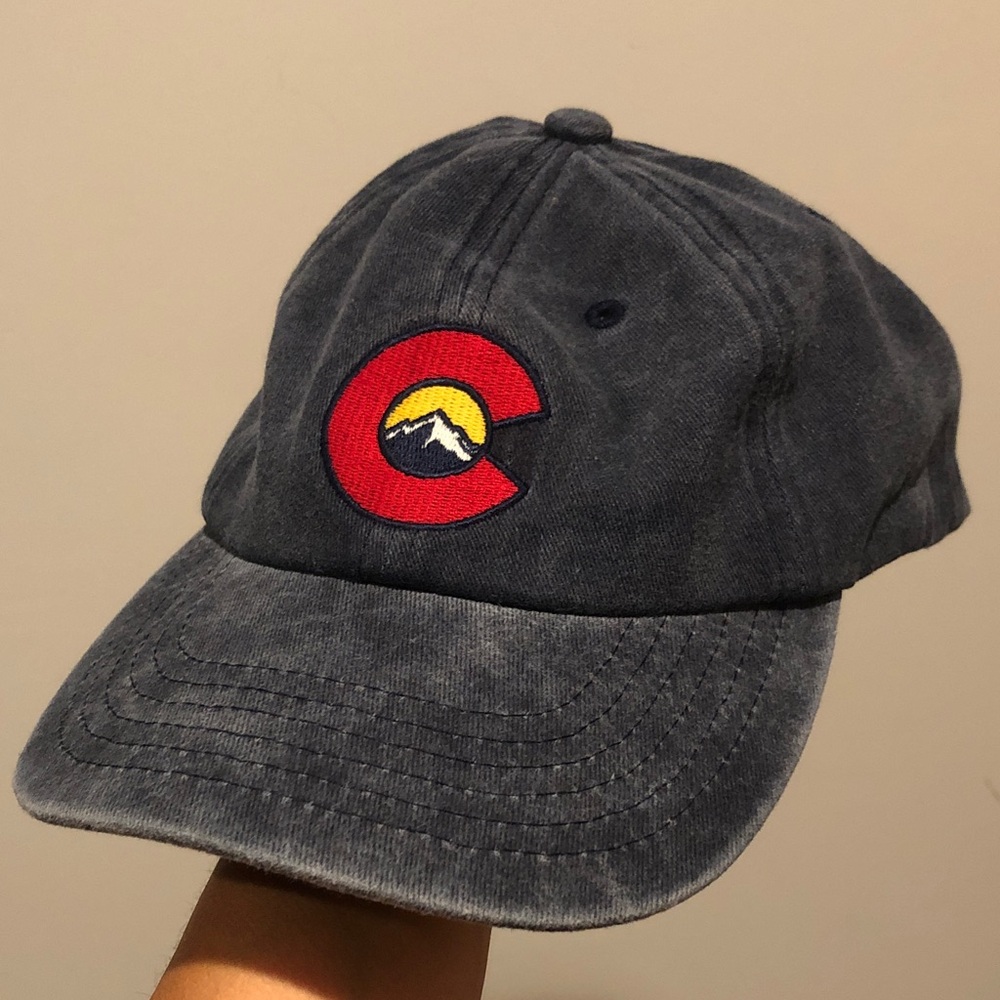 E by Elidan Blue Acid Wash Vintage Colorado Rocky Mountains Hat